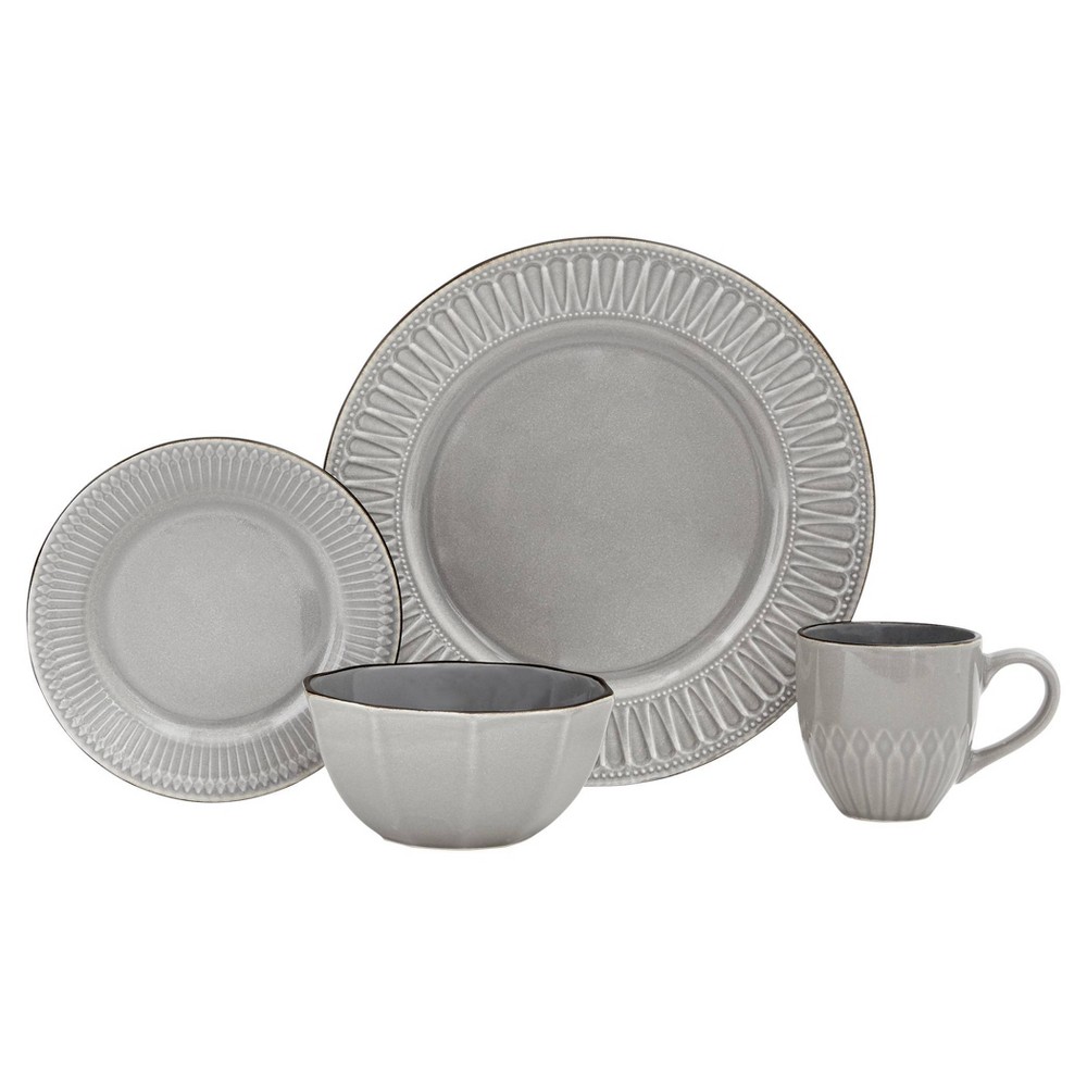 Photos - Other kitchen utensils Baum Bros. 16pc Stoneware Acan Dinnerware Set Gray