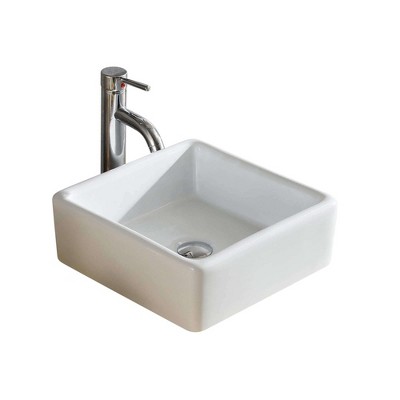 White Ceramic Square Vessel Sink 23"