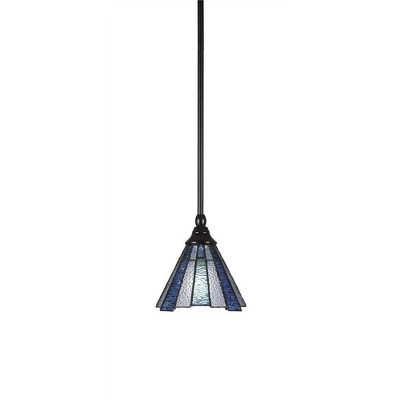 Toltec Lighting Any 1 - Light Pendant in  Matte Black with 7" Sea Ice Art Glass Shade