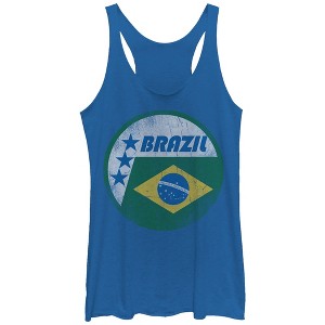 Women's Lost Gods Brazil Flag Circle Racerback Tank Top - 1 of 3