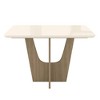 4 Seater Dining Table with Painted Glass Top and Wooden Base, Natural & Oak - 2 of 4