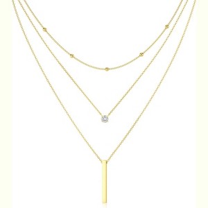Dainty CZ Necklace 14K Gold Silver Plated Simple Trendy Jewelry for Women - 1 of 4