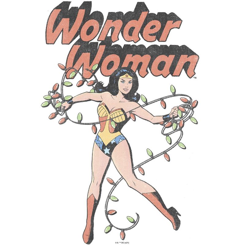 Juniors Womens Wonder Woman 1984 Wrapped in Lights T-Shirt, 2 of 5