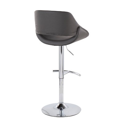 Set of 2 Fabrico Swivel Adjustable Barstools in Gray and Chrome
