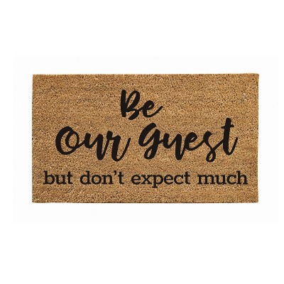Evergreen Flag Funny Welcome Mat Coir Doormat | 28" x 16" Front Door Mat Outdoor Entrance | No Slip Door Rugs Entryway Indoor | Be Our Guest