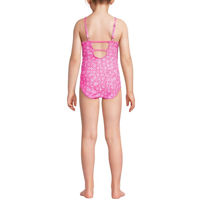 Lands' End Kids Chlorine Resistant Twist Front One Piece Swimsuit UPF Dress Coverup Set, 2 of 5