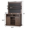 Coffee Bar Cabinet, Farmhouse Buffet Cabinet with Storage, 75" Tall Bar Cabinet Kitchen Buffet Sideboard with Sliding Barn Door, Coffee Hutch Cabinet - 3 of 4