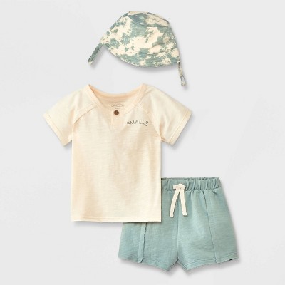 Grayson Mini Baby Boys' Top & Bottom Set - Green/Off-White Newborn