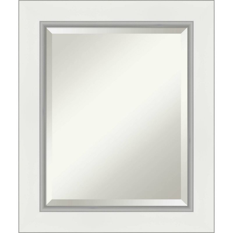 Eva White Silver Framed Bathroom Vanity Wall Mirror - Amanti Art, 1 of 8