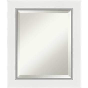 Eva White Silver Framed Bathroom Vanity Wall Mirror - Amanti Art