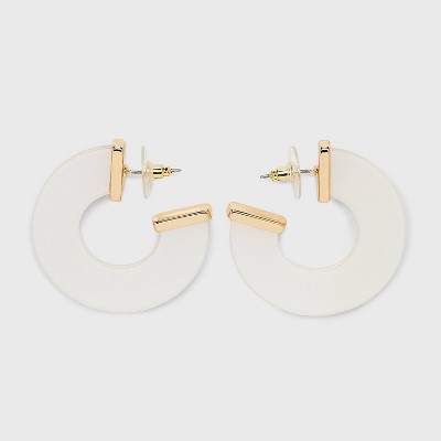 Acrylic Flat Pearl Hoop Earrings - A New Day™ Gold : Target