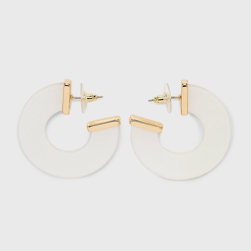 Acrylic Flat Pearl Hoop Earrings - A New Day&#8482; Gold, 1 of 5