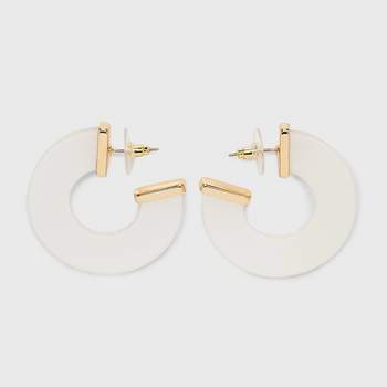 Acrylic Flat Pearl Hoop Earrings - A New Day™ Gold