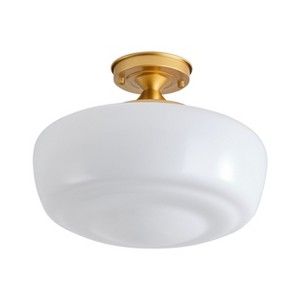 Dewdrop Semi Flush Mount Ceiling Light Gold Fixture with White Glass Shade for Bedroom Hallway Dining Room - 1 of 4