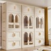 FONTOI Side Wide Folding Wardrobe with 10 Hangers , Plastic Storage Cabinet with Wheels, Cream White, 15.75"*70.87"*25.59" - 4 of 4