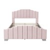 KTMBDW Full/Queen Size Bed Frame, Velvet Upholstered Platform Bed with Vertical Channel Tufted Headboard, Foundation with Strong Wooden Slats - 4 of 4