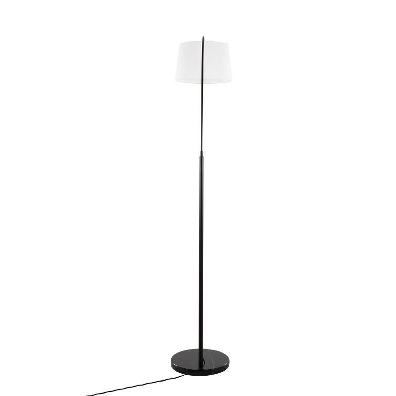 LumiSource March Contemporary Floor Lamp in Black Marble and Black Metal with White Linen Shade, 5 of 11