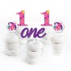 Big Dot of Happiness 1st Birthday Roar Dinosaur Girl - Dessert Cupcake Toppers - ONEasaurus Dino First Birthday Party Clear Treat Picks - Set of 24 - 2 of 4