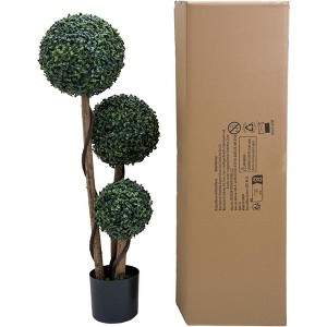 Simulation of Dark Green Milan Ball, 3 Poles and 3 Balls, Decorate the Living Room, Porch, Office area, Garden, Durable and Maintenance-free - 1 of 4