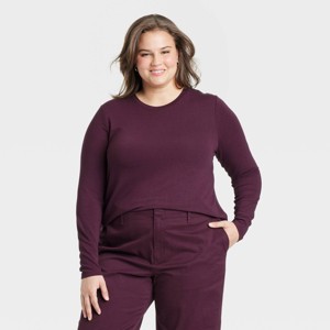 Women's Long Sleeve Brushed Knit T-Shirt - A New Day™ - 1 of 3