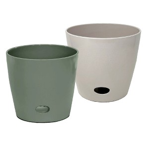 Self-Watering Plant Pot Set of 2 – 10" Sage Green & Cream (1 of each color) - 1 of 4