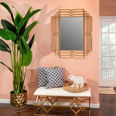 Gold Geometric Iron Rectangular Wall Mirror