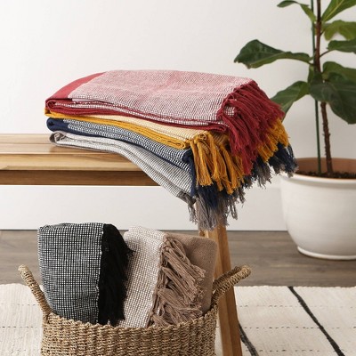 Navy and Gray Cotton Urban Cityscape Throw Blanket