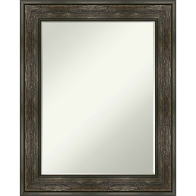 Amanti Art Rail Rustic Char Petite Bevel Bathroom Wall Mirror 29.75 x 23.75 in.