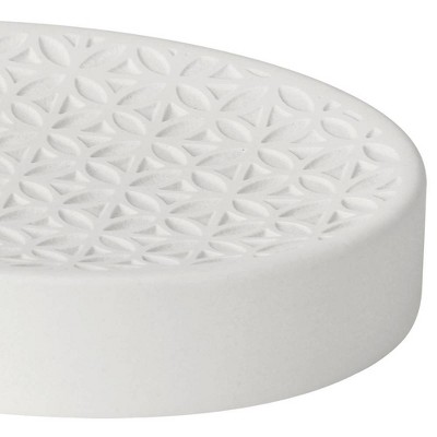 Felix White Ceramic Oval Soap Dish with Embossed Motif