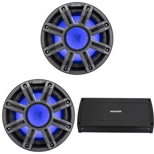 Kicker (2) 51MWF104 - MWF 10-Inch Premium Marine Subwoofer (free-air) 4-ohm & 48KXMA8008 Marine Amp Bundle - 1 of 4
