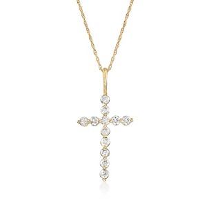 Ross-Simons 0.50 ct. t.w. Diamond Cross Pendant Necklace in 14kt Yellow Gold - 1 of 3