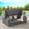 Sapphtopaz Outdoor Patio Furniture Set Wicker Outdoor Couch with Retractable Canopy and Storable Side Table for Outdoor, Backyard, Light Gray - 3 of 4
