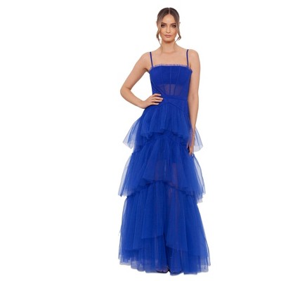 Betsy & Adam Womens Long Evening Corset Dress, Blue, 2