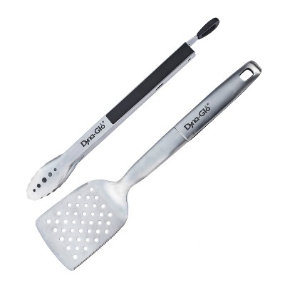 Dyna-glo 3pc Stainless Steel Tong Spatula And Basting Brush With Stands  Grill Set : Target