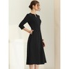 INSPIRE CHIC Women's Elegant Split Neck Side Zipper Pockets 3/4 Sleeve Work A-Line Dress - 2 of 4