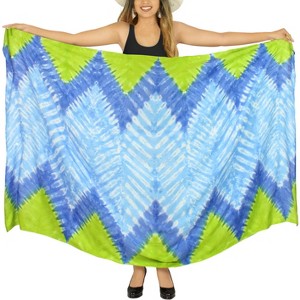 LA LEELA Women's Summer Sarong Bikini Wraps Cover up Skirt Wrap Bathing suit Swimwear Swimsuit Beach Coverup for Women One Size Blue, Tie Dye Design - 1 of 4