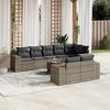 vidaXL 9 Piece Patio Sofa Set with Cushions Gray and Dark Gray Poly Rattan - Corner + 3x Middle + Table - 2 of 4