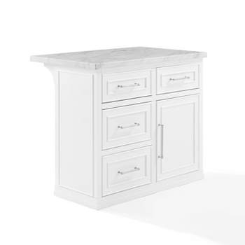 Cutler Faux Marble Top Kitchen Island White/White Marble - Crosley
