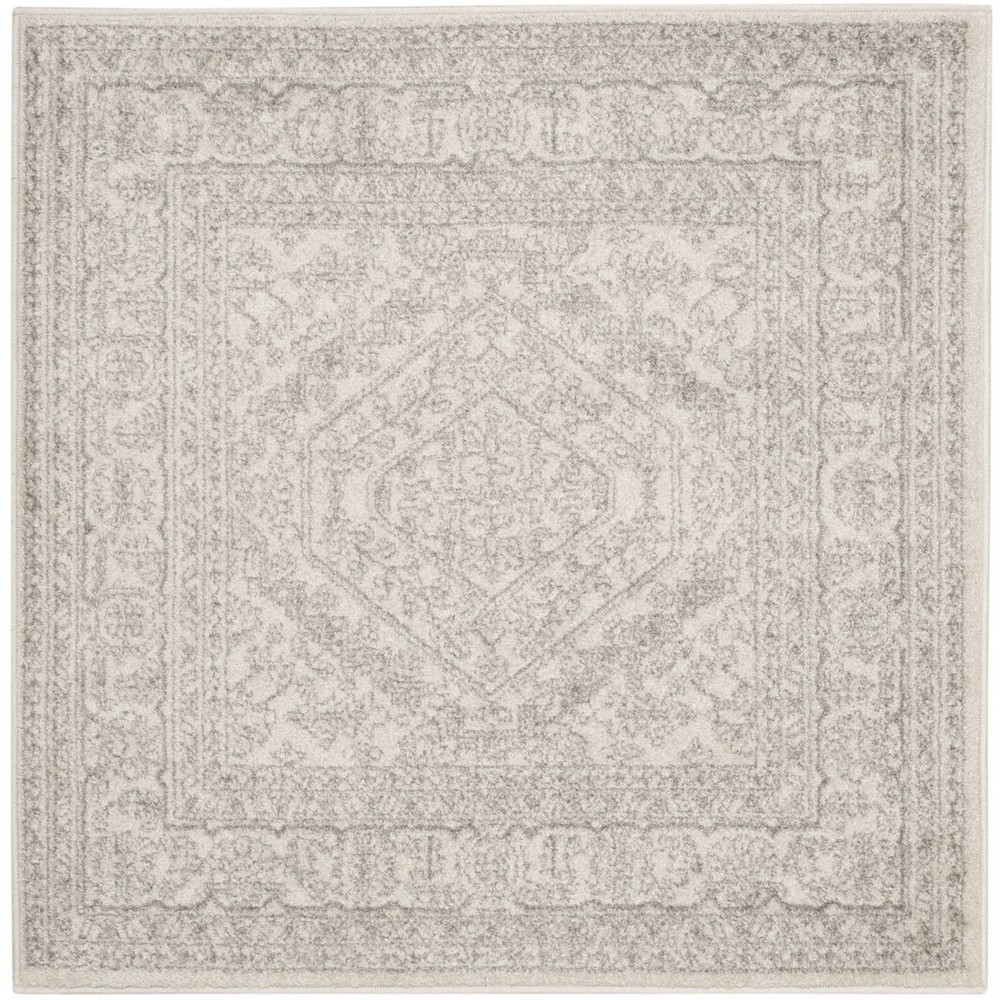 7'x7' Medallion Loomed Square Area Rug Ivory/Silver - Safavieh