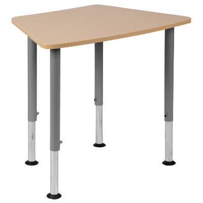 Emma and Oliver Hex Natural Collaborative Adjustable Student Desk - Home and Classroom