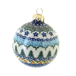 Blue Rose Polish Pottery Vena Large Christmas Ball - 1 of 2