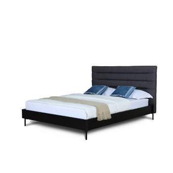 Queen Schwamm Upholstered Bed Gray - Manhattan Comfort