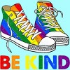 Adult Design By Humans Be Kind Sneakers LGBTQIA PrideBy Legato Tendo Racerback Tank Top - 2 of 2