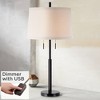 Possini Euro Design Modern Buffet Table Lamp 33" Tall with USB Charging Port Dark Bronze Drum Shade for Bedroom Living Room Office - image 2 of 4