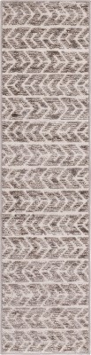 Ivory and Brown Synthetic Outdoor Runner Rug 2' x 8' - Easy Care and Reversible