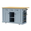 YOOCOZZ Multi-functional Rolling Kitchen Island with Drop Leaf, Power Outlet and Large Storage Space - 2 of 4