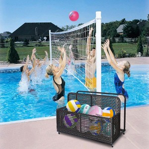 43.3"X22.5"X28.7" Outdoor Poolside Float Storage with Moveable Wheels & Armrests, Rattan Base Pool Toy Holder for Indoor/Outdoor Use - 1 of 4