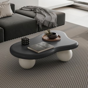 40"W Cloud Shaped Coffee Table With 3 Ball Legs,Coffee Table Unique,Irregular Abstract Console Table,Living Room Furniture- Maison Boucle - 1 of 4