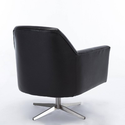 Phoenix Black Leather Gel Modern Swivel Barrel Accent Chair