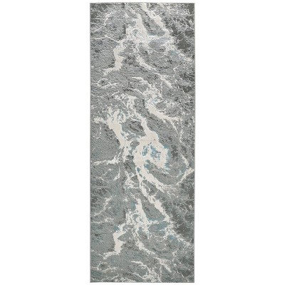Azure Modern Abstract Silver/Gray/Ivory Area Rug